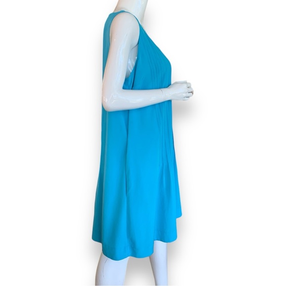 LAUREN RALPH LAUREN BLUE PIN TUCK CHIFFON SHIFT DRESS. WOMEN’s SIZE 16 - Picture 4 of 7